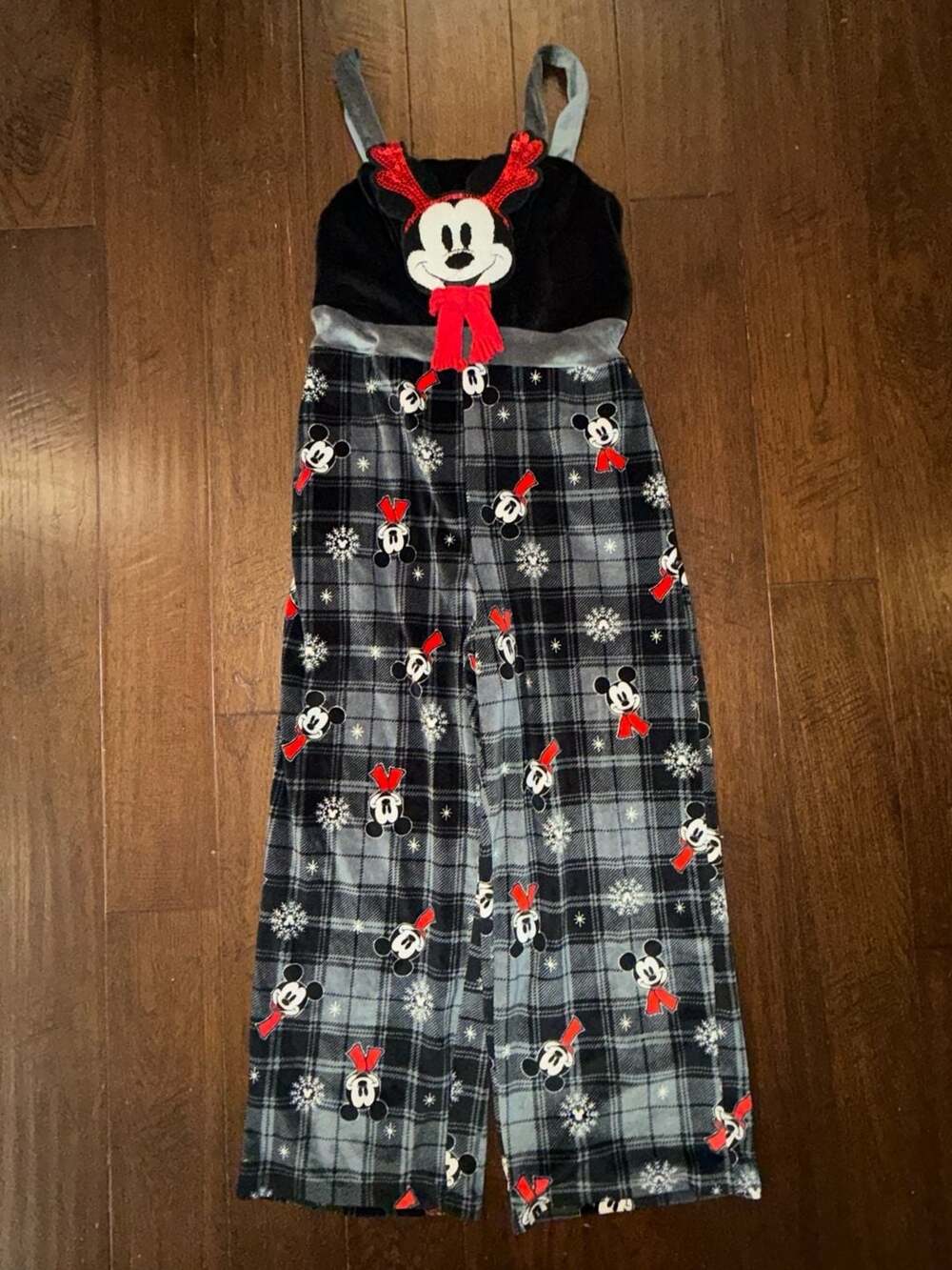 Disney Mickey Mouse Reindeer Velour Holiday Lounge Overalls